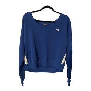 Abercrombie & Fitch Navy V-Neck Varsity Cropped Sweatshirt